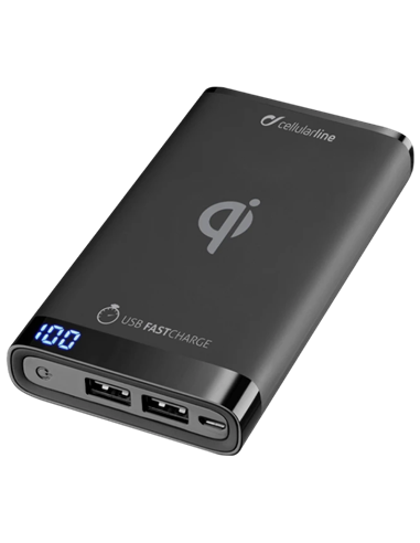 Портативное зарядное устройство Cellularline FreePower MANTA 8000 Wireless, 8мА·ч, Чёрный