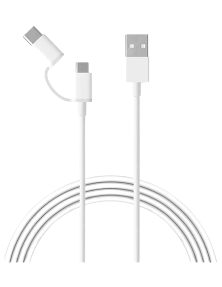 Зарядный кабель Xiaomi SJV4082TY, USB Type-A/Micro USB, USB Type-C, 1м, Белый