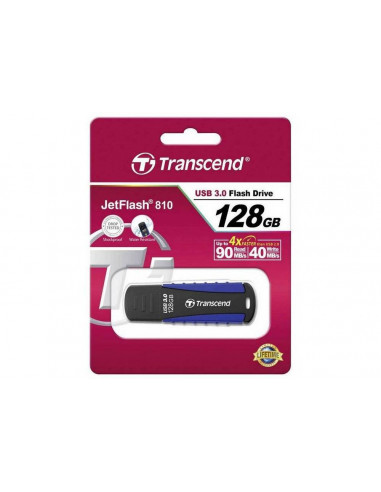 USB Flash накопитель Transcend JetFlash 810, 128Гб, Черный/Синий