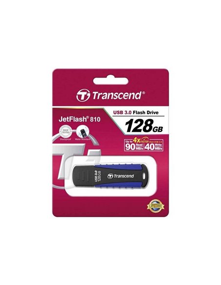 USB Flash накопитель Transcend JetFlash 810, 128Гб, Черный/Синий