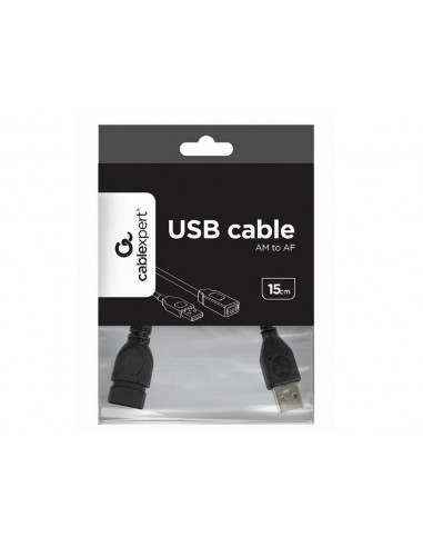 Коммуникационный кабель Cablexpert CCP-USB2-AMAF-0.15M, USB Type-A (M)/USB Type-A (F), 0,15м, Чёрный
