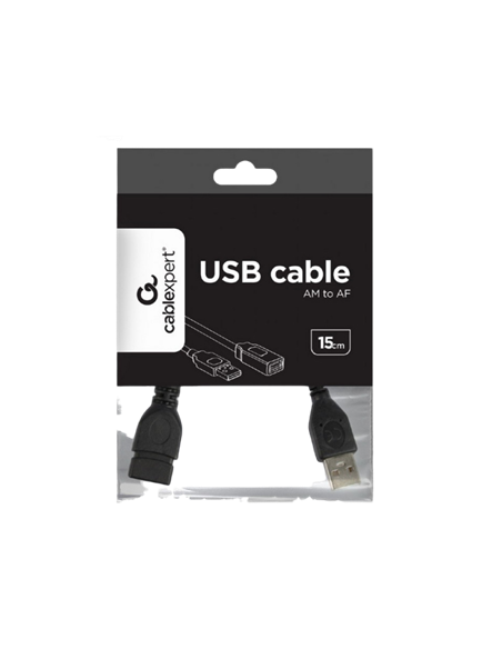 Cablu de comunicație Cablexpert CCP-USB2-AMAF-0.15M, USB Type-A (M)/USB Type-A (F), 0,15m, Negru