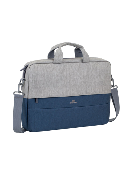 Geantă pentru Laptop Rivacase Prater, 15.6", Poliester, Gri | Albastru închis