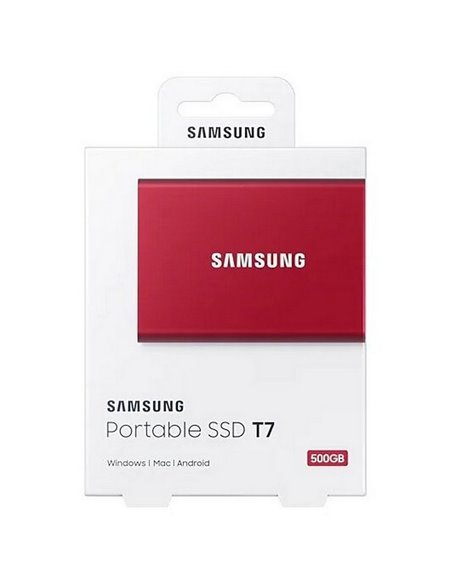 Внешний портативный SSD накопитель Samsung T7, 500 ГБ, Красный (MU-PC500R/WW)