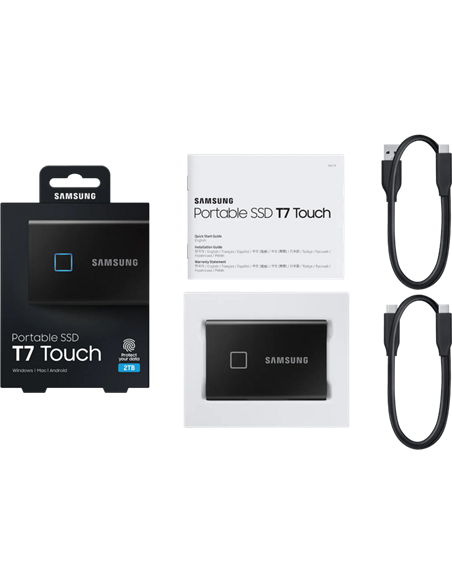 Внешний портативный SSD накопитель Samsung Portable SSD T7 Touch, 2 TB, Чёрный (MU-PC2T0K/WW)