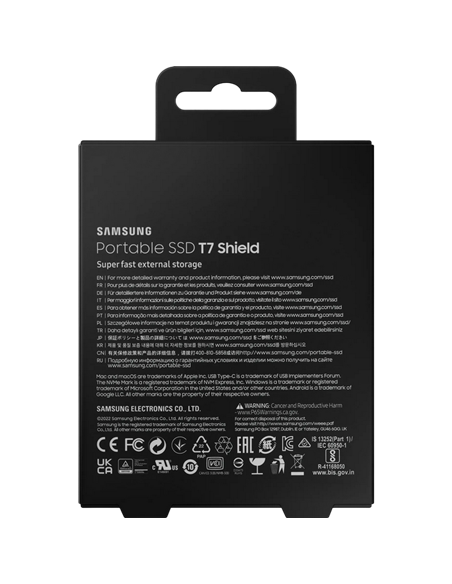 Внешний портативный SSD накопитель Samsung Portable SSD T7 Shield, 1 ТБ, Чёрный (MU-PE1T0S/WW)