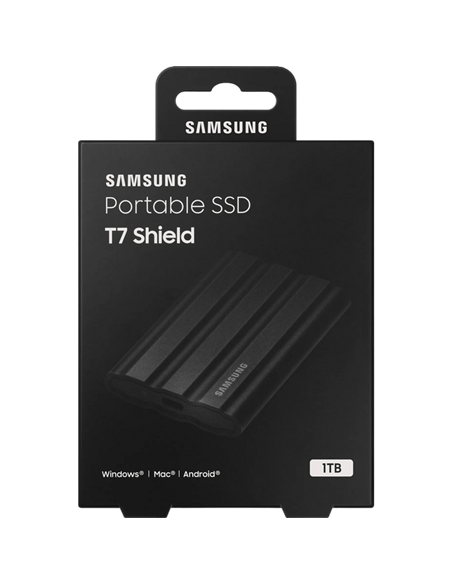 Внешний портативный SSD накопитель Samsung Portable SSD T7 Shield, 1 ТБ, Чёрный (MU-PE1T0S/WW)