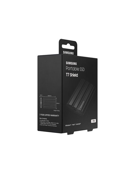 Внешний портативный SSD накопитель Samsung Portable SSD T7 Shield, 1 ТБ, Чёрный (MU-PE1T0S/WW)