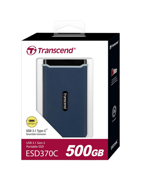 Внешний портативный SSD накопитель Transcend ESD370C, 500 ГБ, Морской Синий (TS500GESD370C)