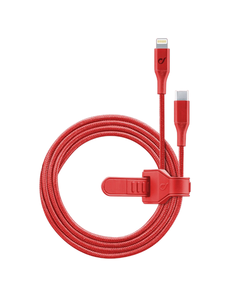 Кабель для зарядки и синхронизации Cellularline Satellite MFI, USB Type-C/Lightning, 1м, Красный