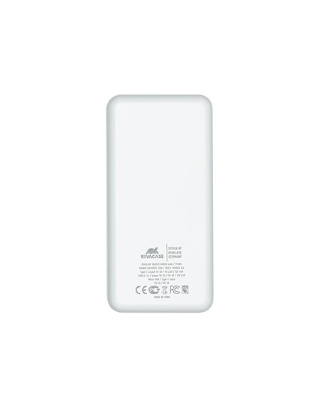Acumulator extern Rivacase VA2572, 20000mAh, Alb