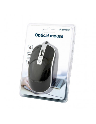 Mouse Gembird MUS-4B-06-BS, Negru/Argintiu