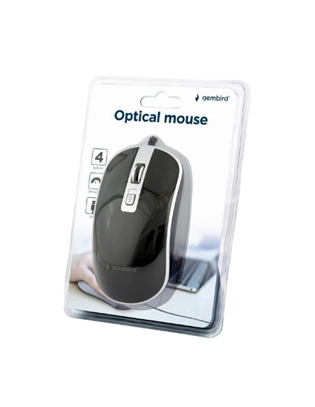 Mouse Gembird MUS-4B-06-BS, Negru/Argintiu