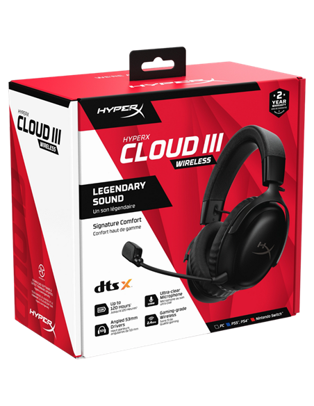 Căști HyperX Cloud III Wireless, Fără fir, Negru