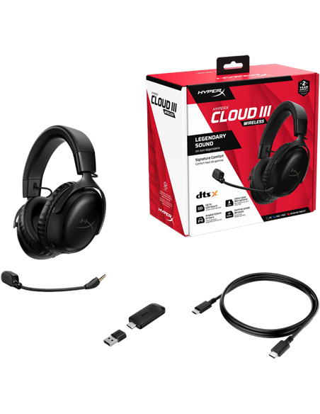 Наушники HyperX Cloud III Wireless, Беспроводной, Чёрный
