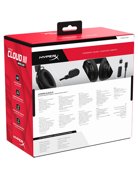 Наушники HyperX Cloud III Wireless, Беспроводной, Чёрный