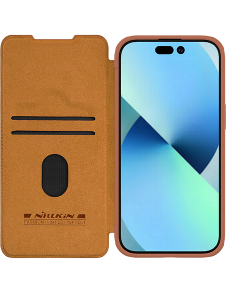 Чехол книжка Nillkin iPhone 15 Plus - Qin Pro, Коричневый