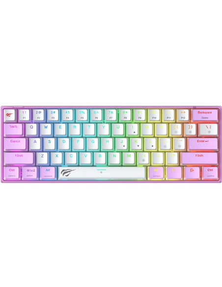 Tastatură Havit KB877L, Cu fir / Fără fir, Violet/Alb
