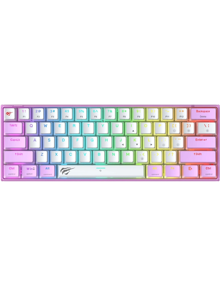 Tastatură Havit KB877L, Cu fir / Fără fir, Violet/Alb