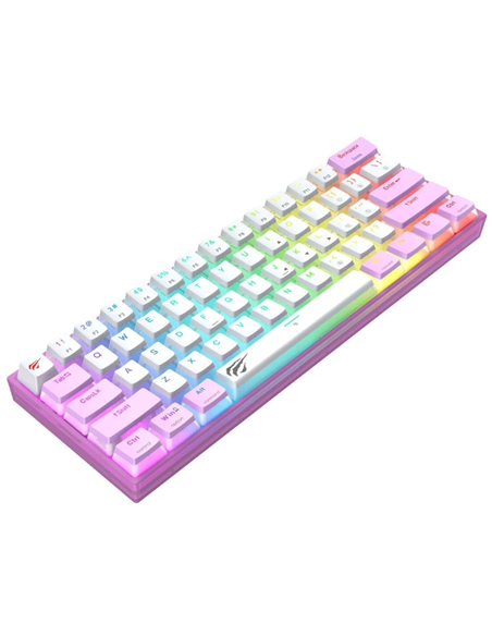 Tastatură Havit KB877L, Cu fir / Fără fir, Violet/Alb