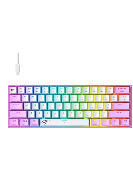 Tastatură Havit KB877L, Cu fir / Fără fir, Violet/Alb