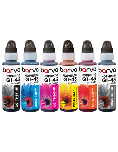 Recipient de cerneală Barva CGI43-1K-MP, 100ml, Pachet multiplu cu 6 culori