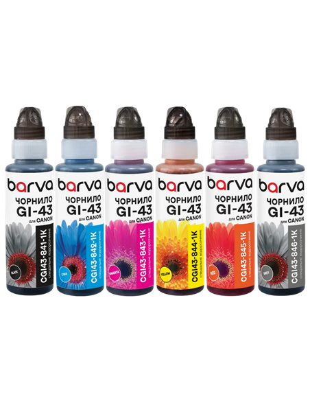 Recipient de cerneală Barva CGI43-1K-MP, 100ml, Pachet multiplu cu 6 culori
