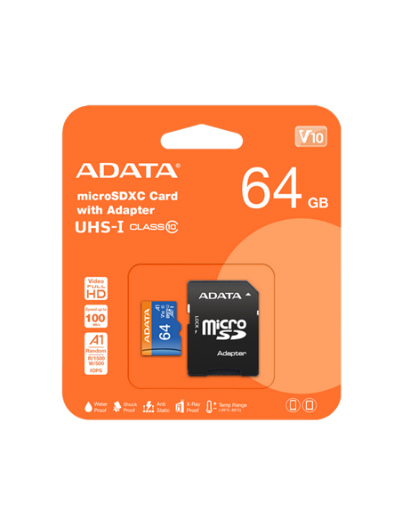 Card de Memorie ADATA Premier MicroSDXC, 64GB (AUSDX64GUICL10A1-RA1)