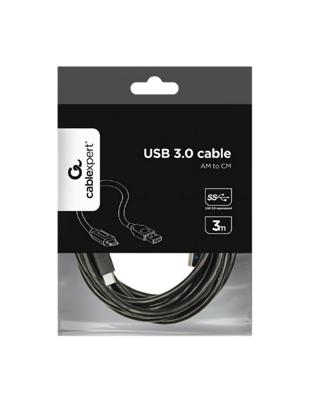 Кабель для зарядки и синхронизации Cablexpert CCP-USB3-AMCM-10, USB Type-A/USB Type-C, 3м, Чёрный