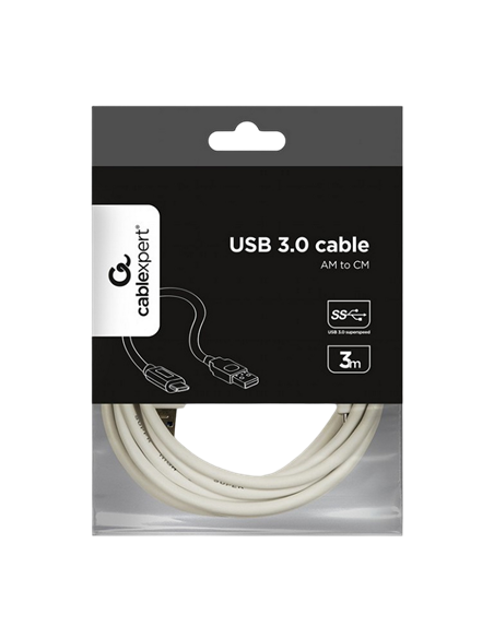 Cablu încărcare și sincronizare Cablexpert CCP-USB3-AMCM-1M-W , USB Type-A/USB Type-C, 1m, Alb