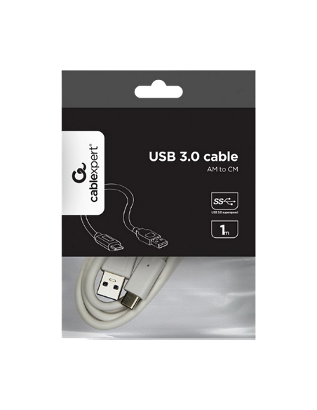 Cablu încărcare și sincronizare Cablexpert CCP-USB3-AMCM-1M-W , USB Type-A/USB Type-C, 1m, Alb