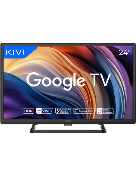 24" LED SMART Телевизор KIVI 24H710QB, 1366x768 HD, Google TV, Чёрный