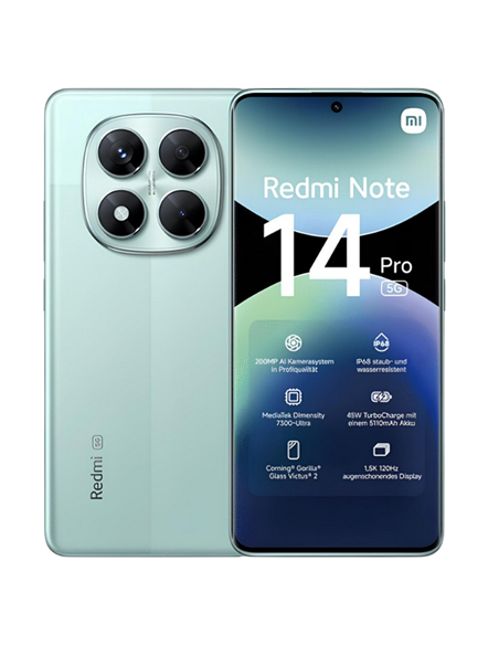 Смартфон Xiaomi Redmi Note 14 Pro 5G, 8Гб/256Гб, Кораллово-зеленый