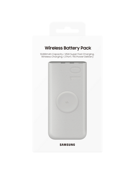 Портативное зарядное устройство Samsung Super Fast Wireless Charging, 10000мА·ч, Бежевый