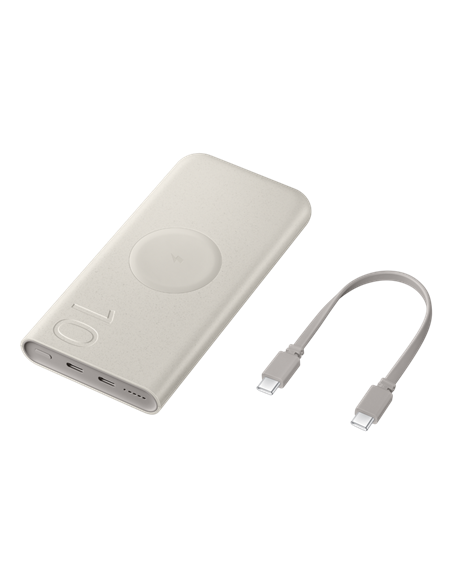 Портативное зарядное устройство Samsung Super Fast Wireless Charging, 10000мА·ч, Бежевый