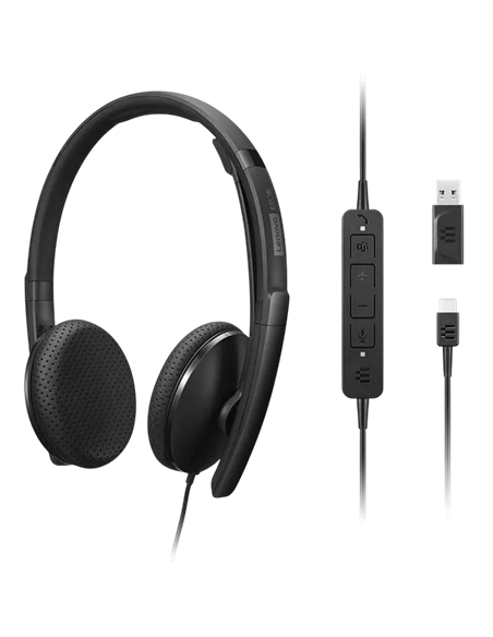 Наушники Lenovo VoIP Teams Wired, Чёрный