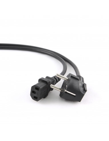 Power cord PC-186-VDE, 1.8 m, Schuko input and right angled C13 output, with VDE approval, Black