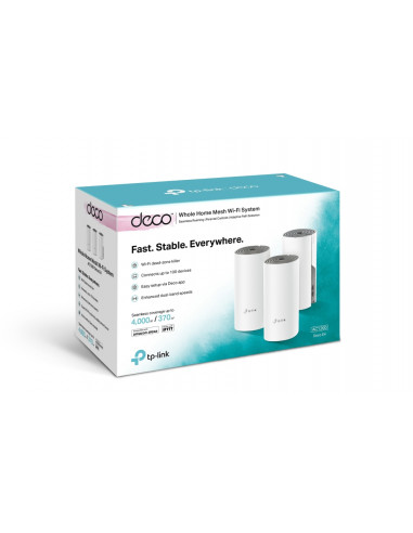 TP-LINK Deco E4 (3-pack) AC1200 Mesh Wi-Fi System, 2 LAN Port, 867Mbps on 5GHz + 300Mbps on 2.4GHz, 802.11ac/b/g/n, Wi-Fi De...