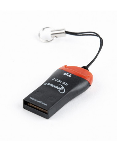 Card Reader Gembird FD2-MSD-3, MicroSDHC, Key ring cord, Black/Orange, USB2.0