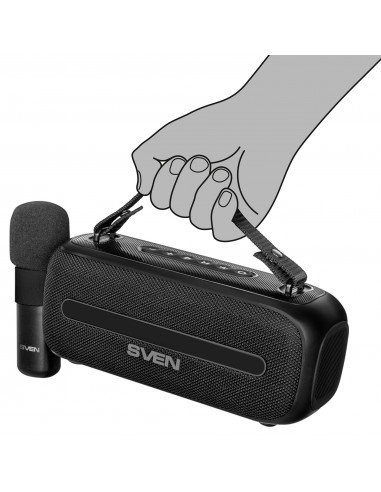 Boxa portabila cu microfon SVEN PS-255 / 12W RMS / FM tuner / USB / Black