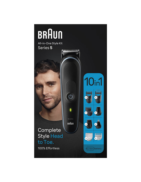 Trimmer pentru bărbați Braun MGK5445, Negru | Albastru