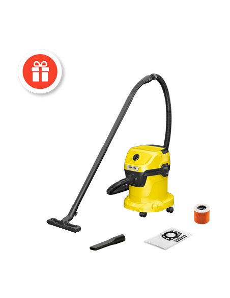 Aspirator Karcher 1.628-122.01 WD 3 V-15/6/20 + Filtre-saci KFI 357, Galben