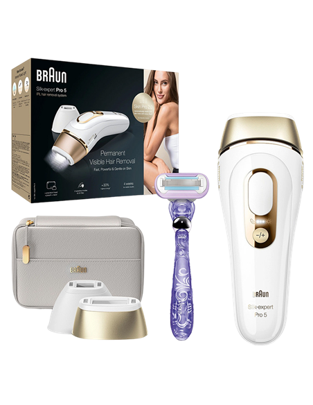 Фотоэпилятор Braun PL5157 Silk-expert Pro 5, Белый | Золотистый