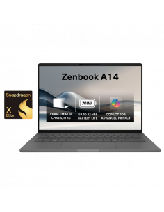 Laptop 14" ASUS Zenbook A14 OLED UX3407RA, Iceland Gray, Qualcomm Snapdragon X Elite X1E-78-100, 32GB/1024GB, Windows 11 Home