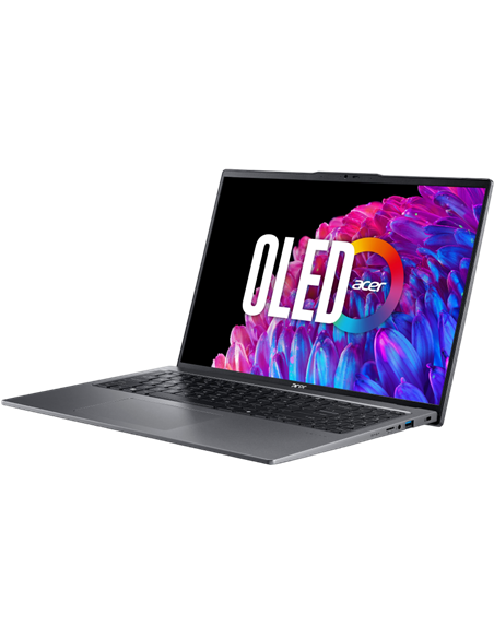 Laptop 16" Acer Swift Go 16 OLED SFG16-72, Steel Gray, Intel Core Ultra 7 155U, 16GB/1024GB, Linux eShell